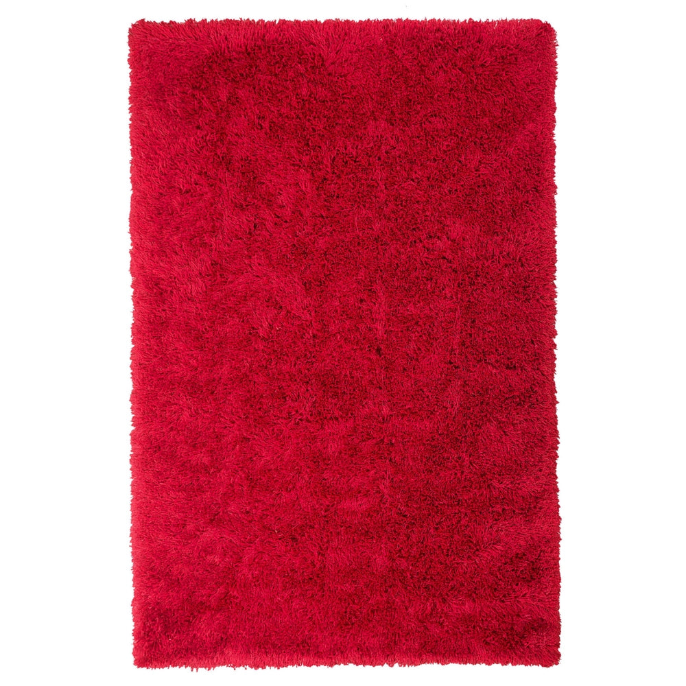 Tappeto Shaggy Tappeto a pelo lungo Solido Poliestere Rosso Rettangolare 140 x 200 cm
