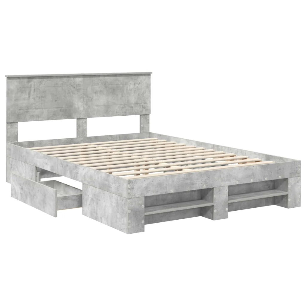 Struttura del letto con testiera Grigio cemento 160 x 200 cm 3408742