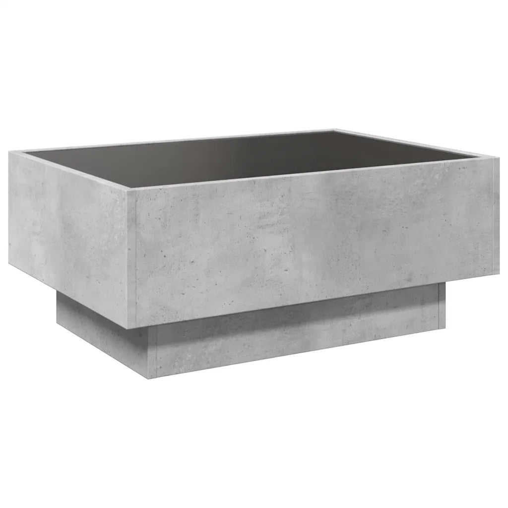 Tavolino Salotto con LED-Tavolino da soggiorno-Tavolo Grigio Cemento 70x50x30 cm Multistrato