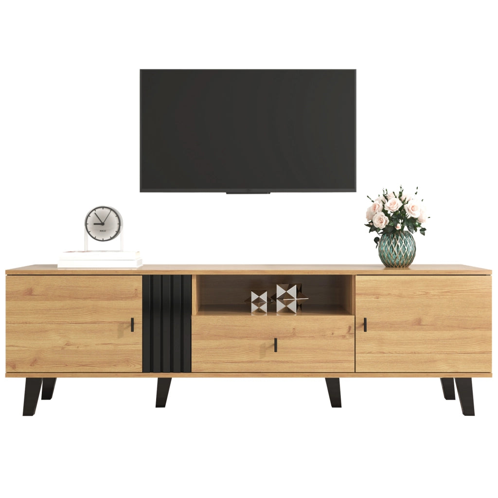 Mobile TV Lowboard ¨C MINIMAL ¨C Legno e Nero, con Cassetti, 170cm