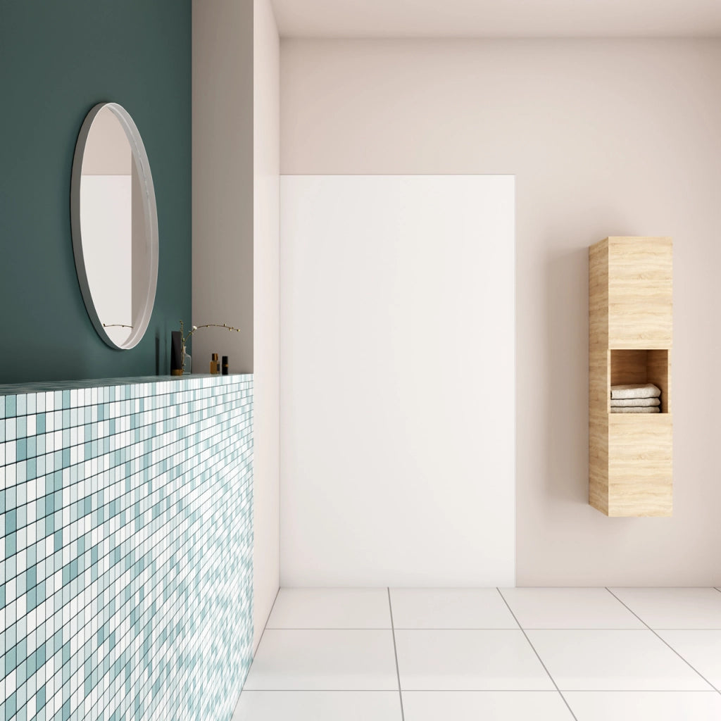 120x210 cm Pannello Doccia Realizzato in Alluminio Spessore 3mm con Profili Finitura Bianco Opaco per Rivestimento Parete Bagno