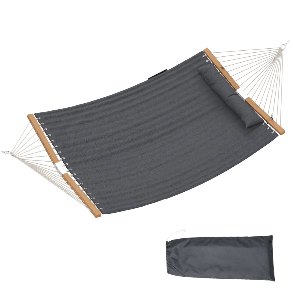 Amaca da giardino con cuscino testa e tasche ¨C Minimal ¨C 200x140 cm, legno, fino a 200 kg