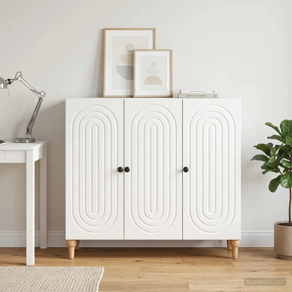 Credenza Bianco Lucido 89 x 34,5 x 80 cm Legno ingegnerizzato 894189