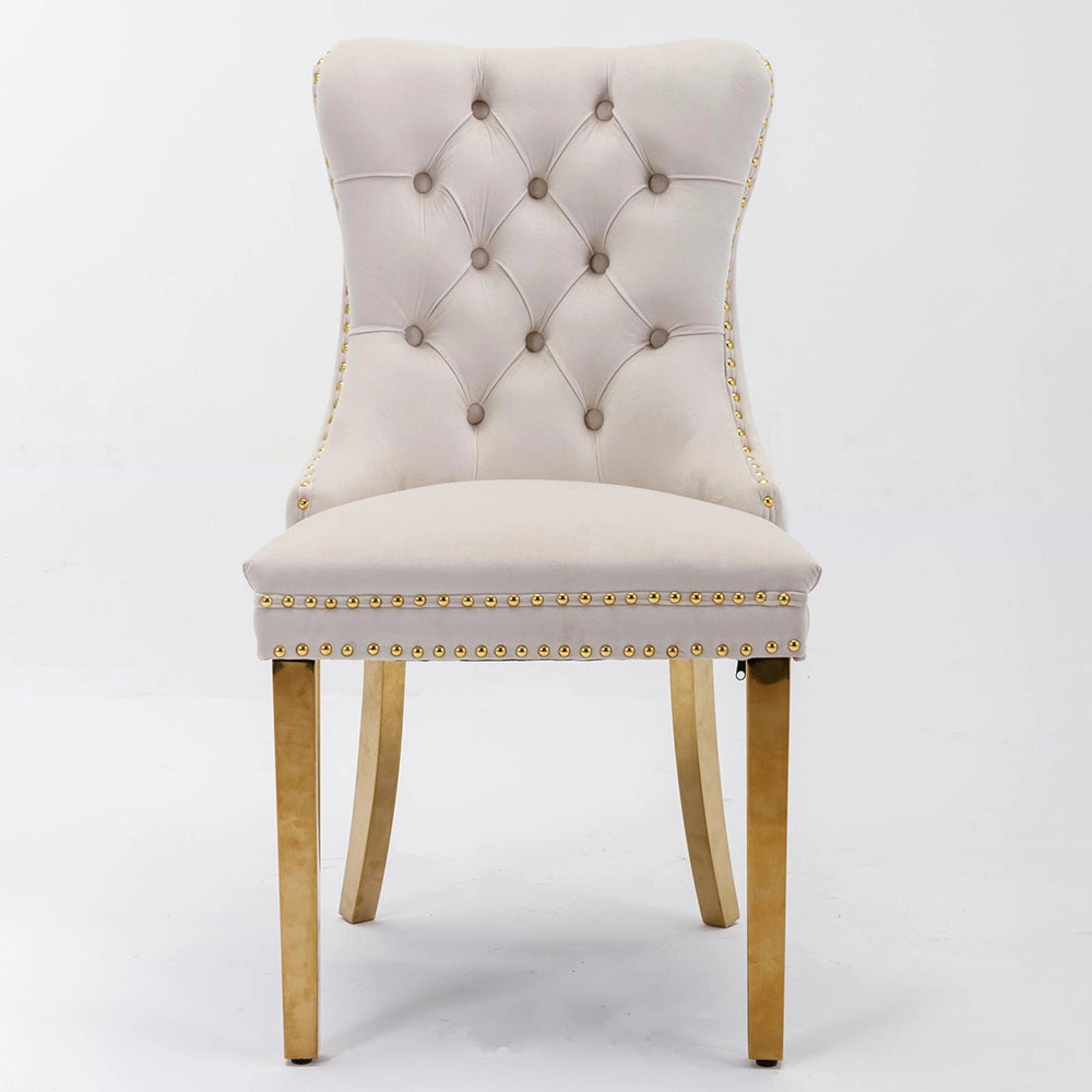 Set 2 sedie Nikki - Xylo - velluto beige gambe dorate