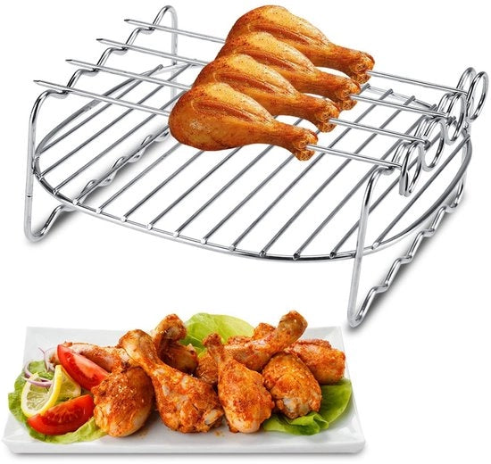 Accessorio di sostituzione per grill a doppio strato - Piatto per griglia in acciaio inossidabile - Supporto per griglia - Accessorio di ricambio - Resistente alla lavastoviglie
