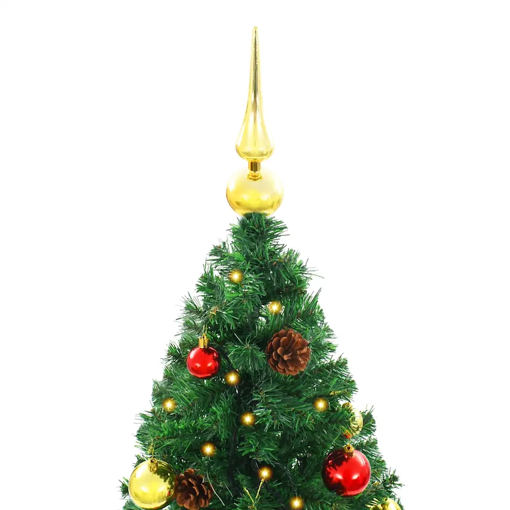 Albero di Natale Preilluminato con Palline Verde 210 cm 321501