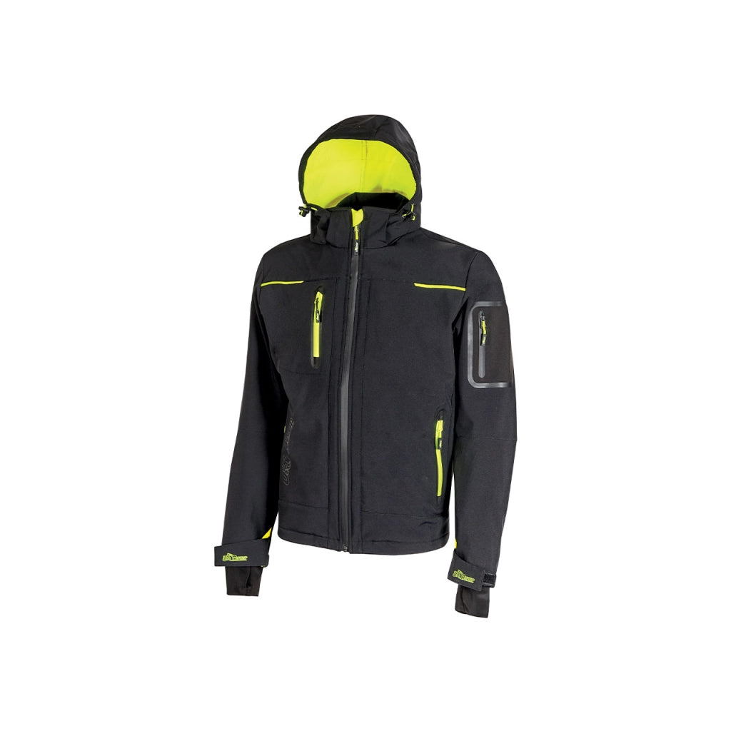 U-Power GIACCA SOFTSHELL SPACE Col. Nero/Giallo  Mis. XXL