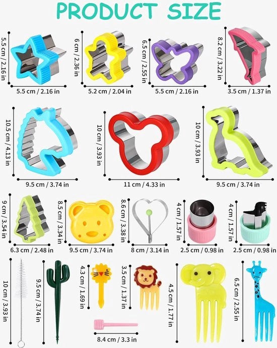 Uitsteekvormen per 54 pezzi, stampi per biscotti, accessori per bento box, set di formaggi e verdure per panini, sandwich, carne, verdure, dolci