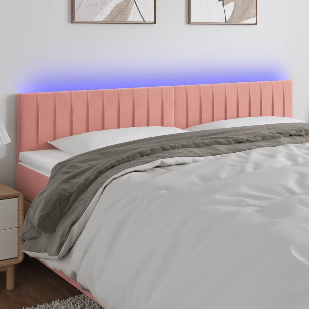 Testiera a LED-Testata con LED Rosa 160x5x78/88 cm in Velluto 900576