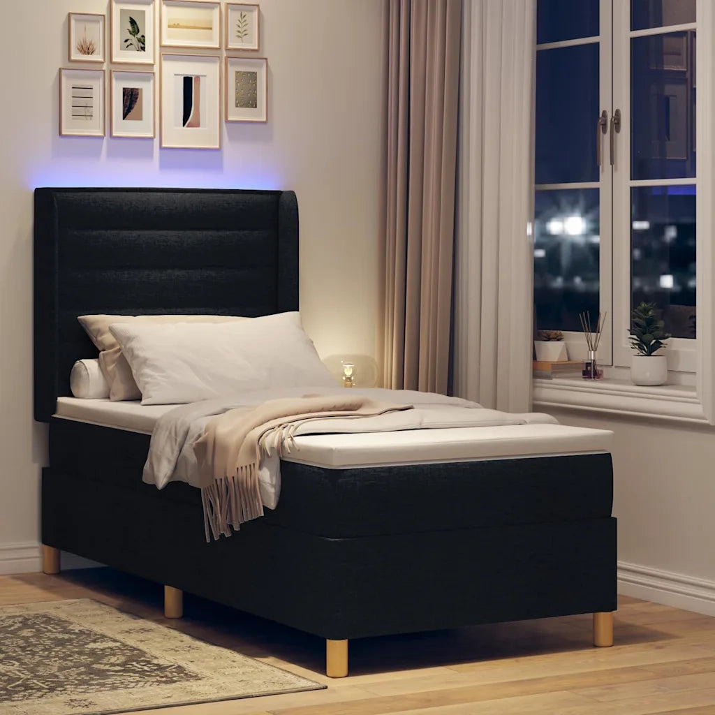 Letto a molle con materasso Nero 80 x 200 cm Tessuto