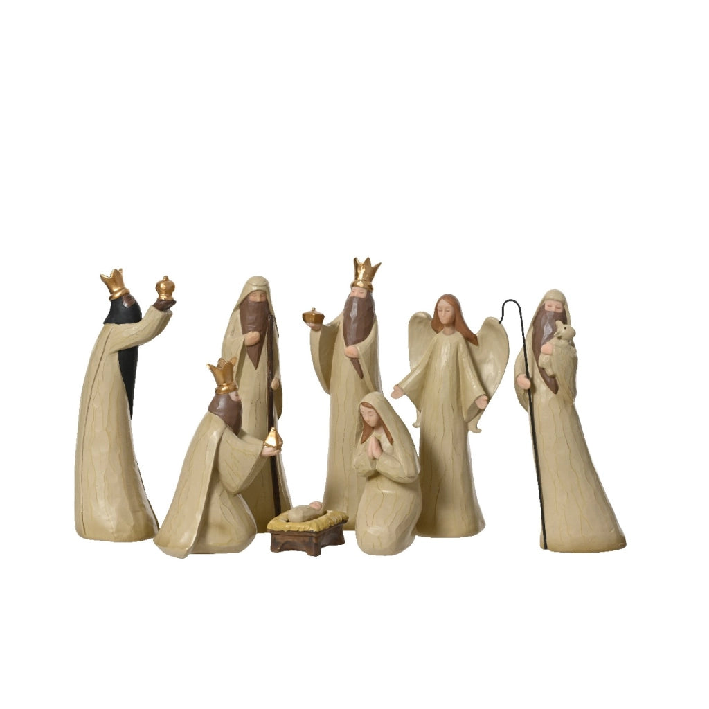 Set 8pz Natività resina crema H20cm