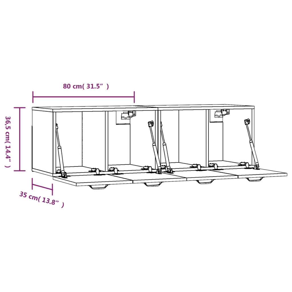 Mobili Parete 2 pz Bianco 80x35x36,5 cm in Legno Multistrato 3115652