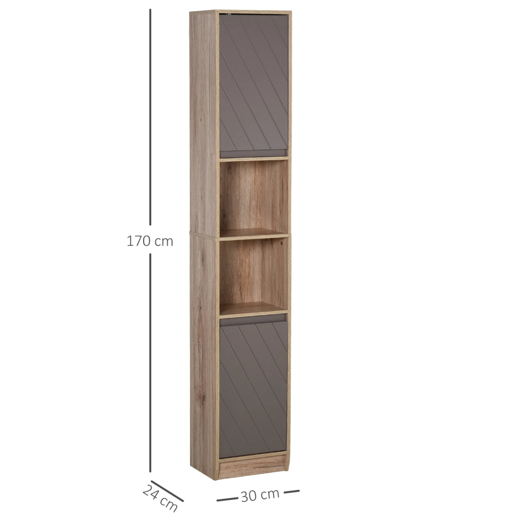 Colonna Bagno Stretto con Ante ¨C Minimal ¨C Robe e Grigio 30x24x170 cm