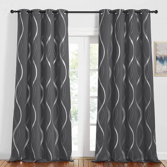 Set di tende di oscuramento isolanti termici, 2 pezzi, H 245 x B 140 cm, stampato con foglia d'argento, adatto per soggiorno, tende termiche.