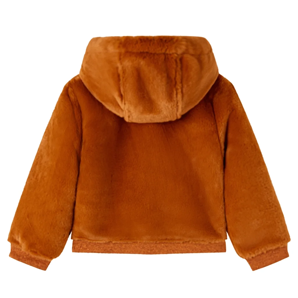 Giacca con Cappuccio per Bambini in Pelliccia Sintetica Cognac 104 CFW2327762