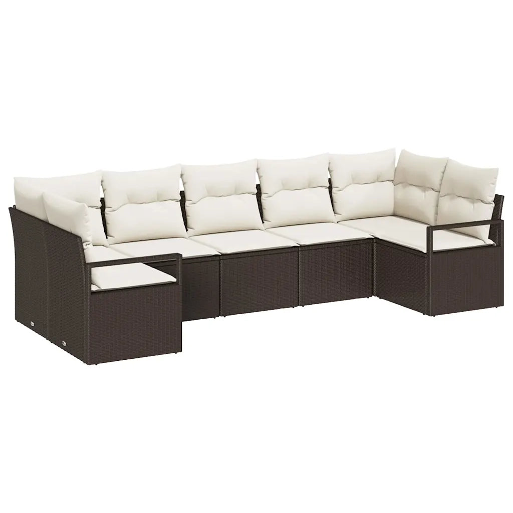 Set di divani con cuscino 7 pcs Marrone polyrattan