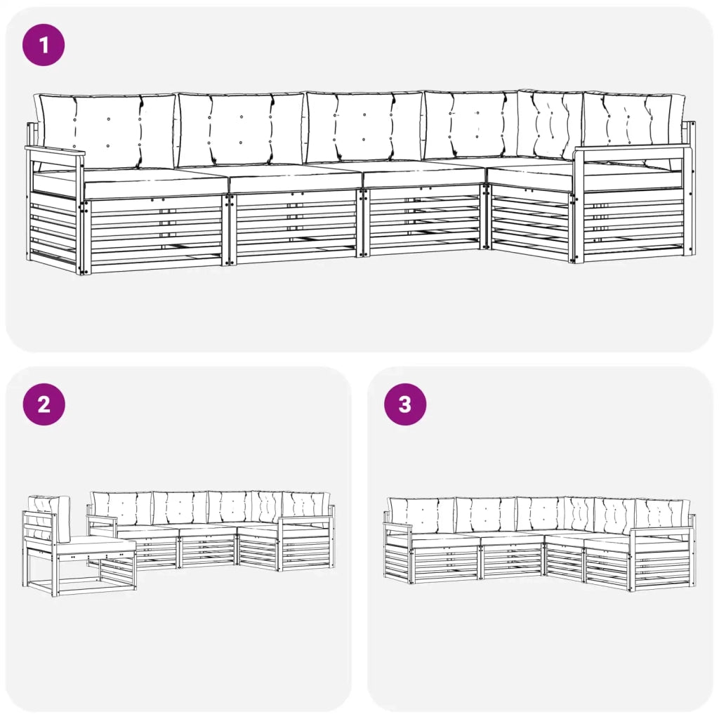 Set di divani da esterno con cuscino 5 pcs Naturale e Beige 3373448