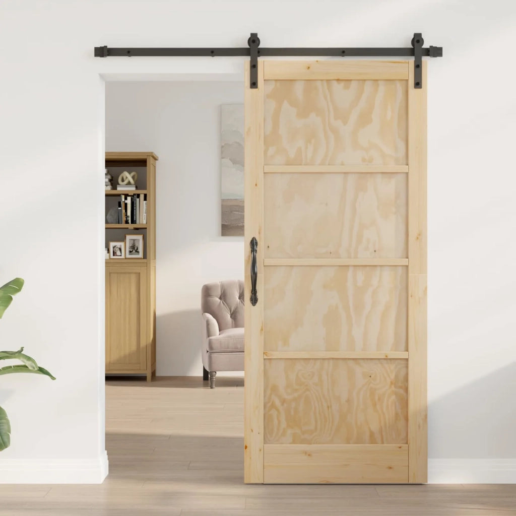 Porta scorrevole Naturale 86 x 198,5 cm Legno Massello di Pino 3445438