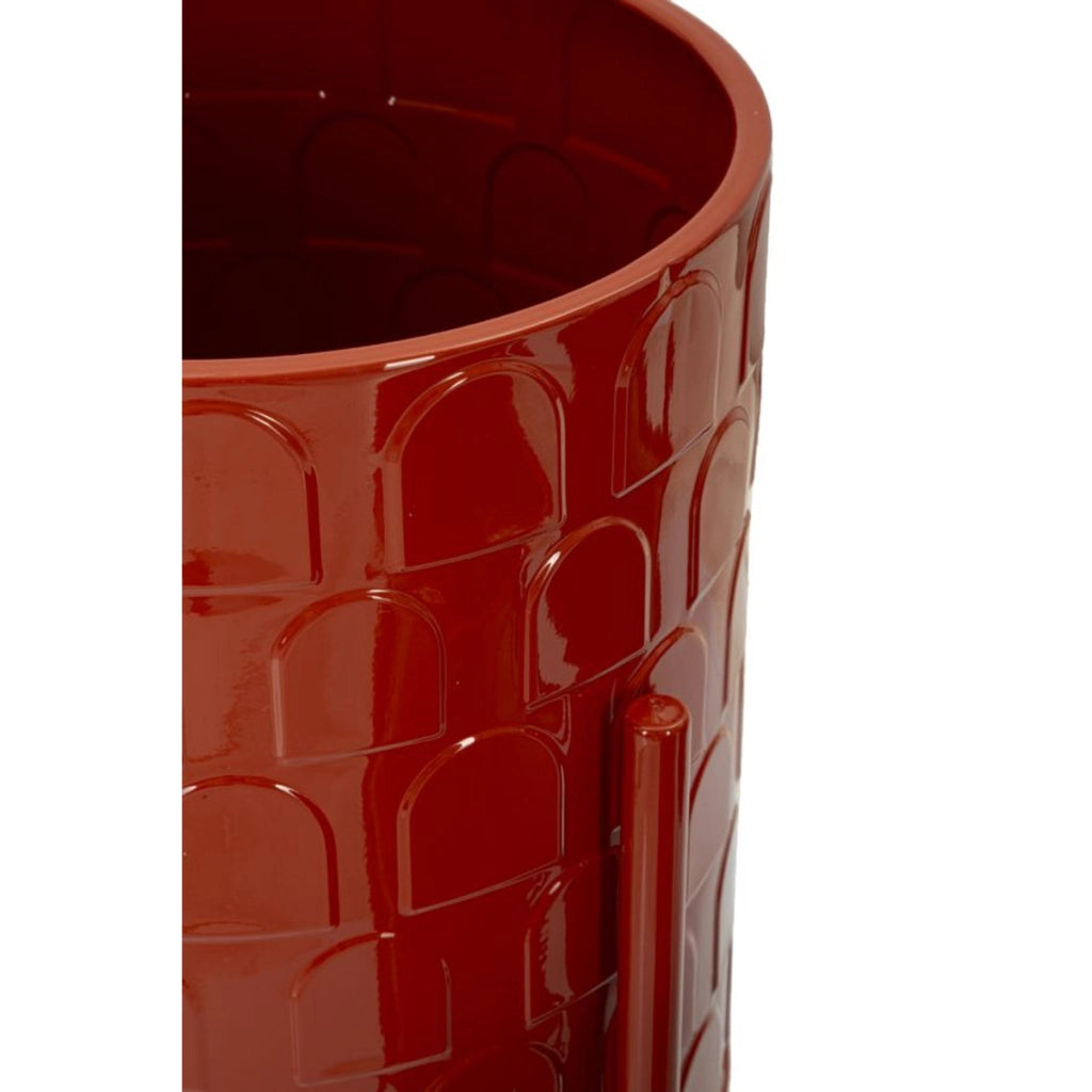 Set di 3 Vasi per Piante VKH426, Rosso, Metallo, 36x36x56,5 cm