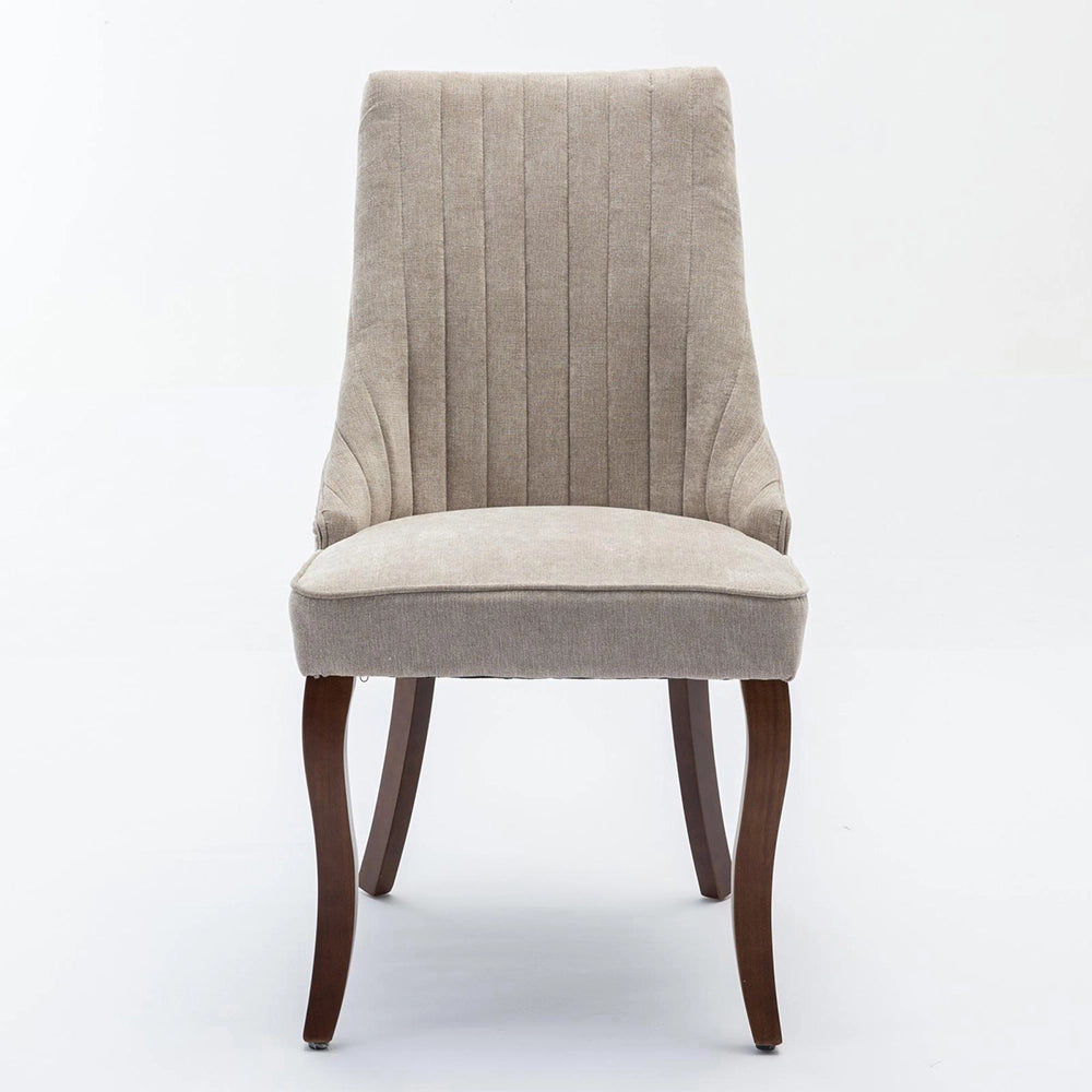 Set 2 sedie Channel - Xylo - tessuto floqué beige gambe legno curvate