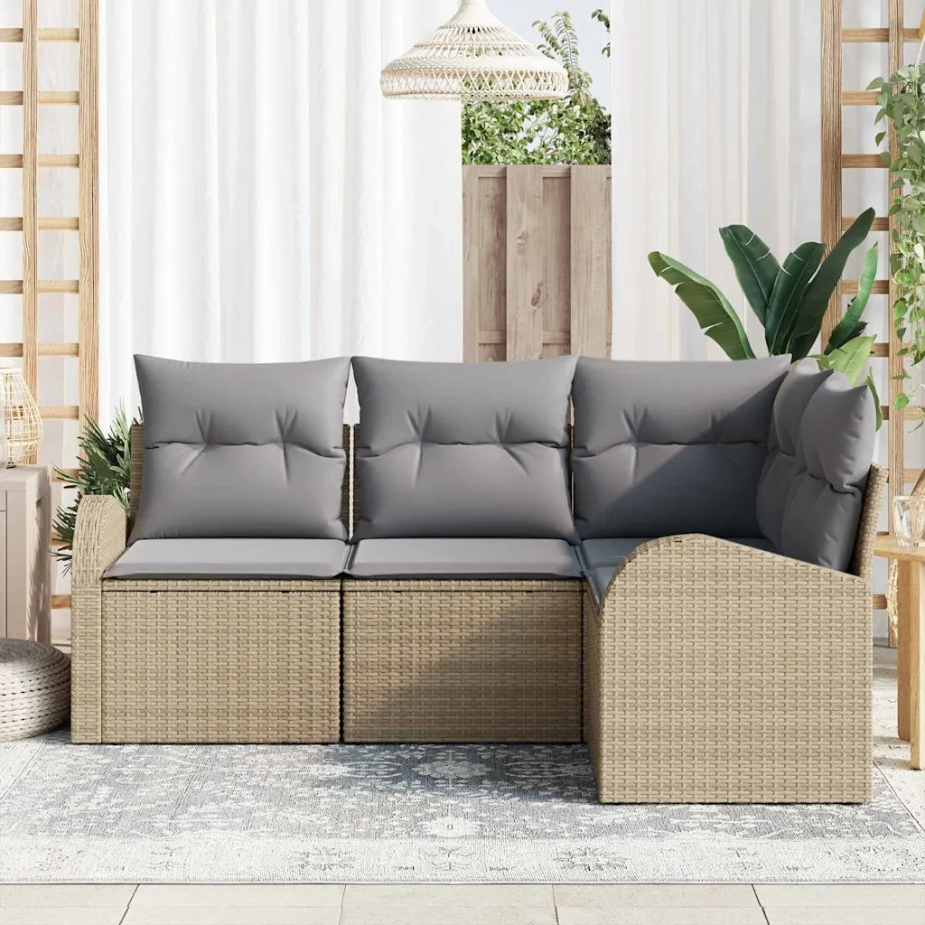 Set Divano da Giardino 4 pcs Beige e Grigio Chiaro polyrattan 3354689