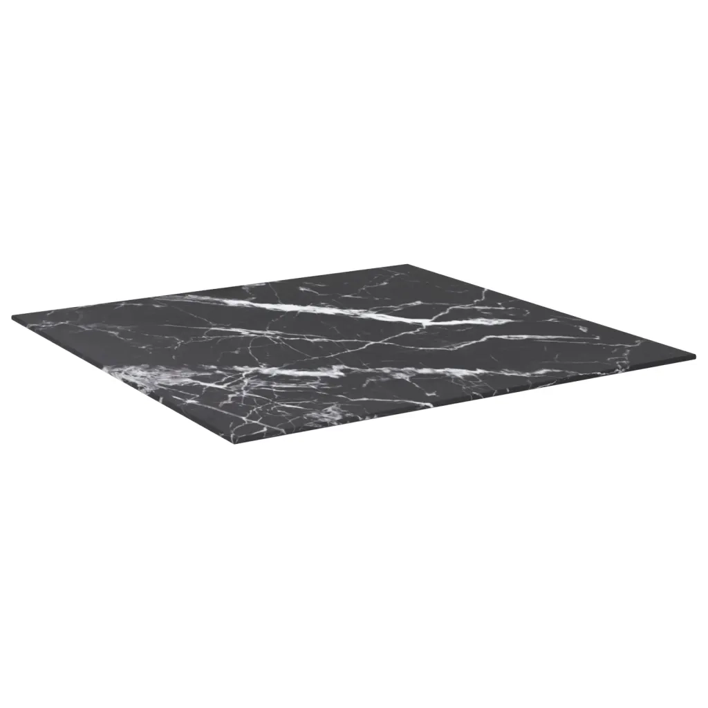 Piano Tavolo Nero 70x70 cm 6 mm Vetro Temperato Design Marmo 322272