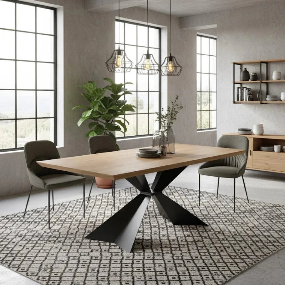 Tavolo da pranzo allungabile in legno impiallacciato rovere naturale Taurus 200-300x100 cm fino a 12 posti Made in Italy | Duzzle