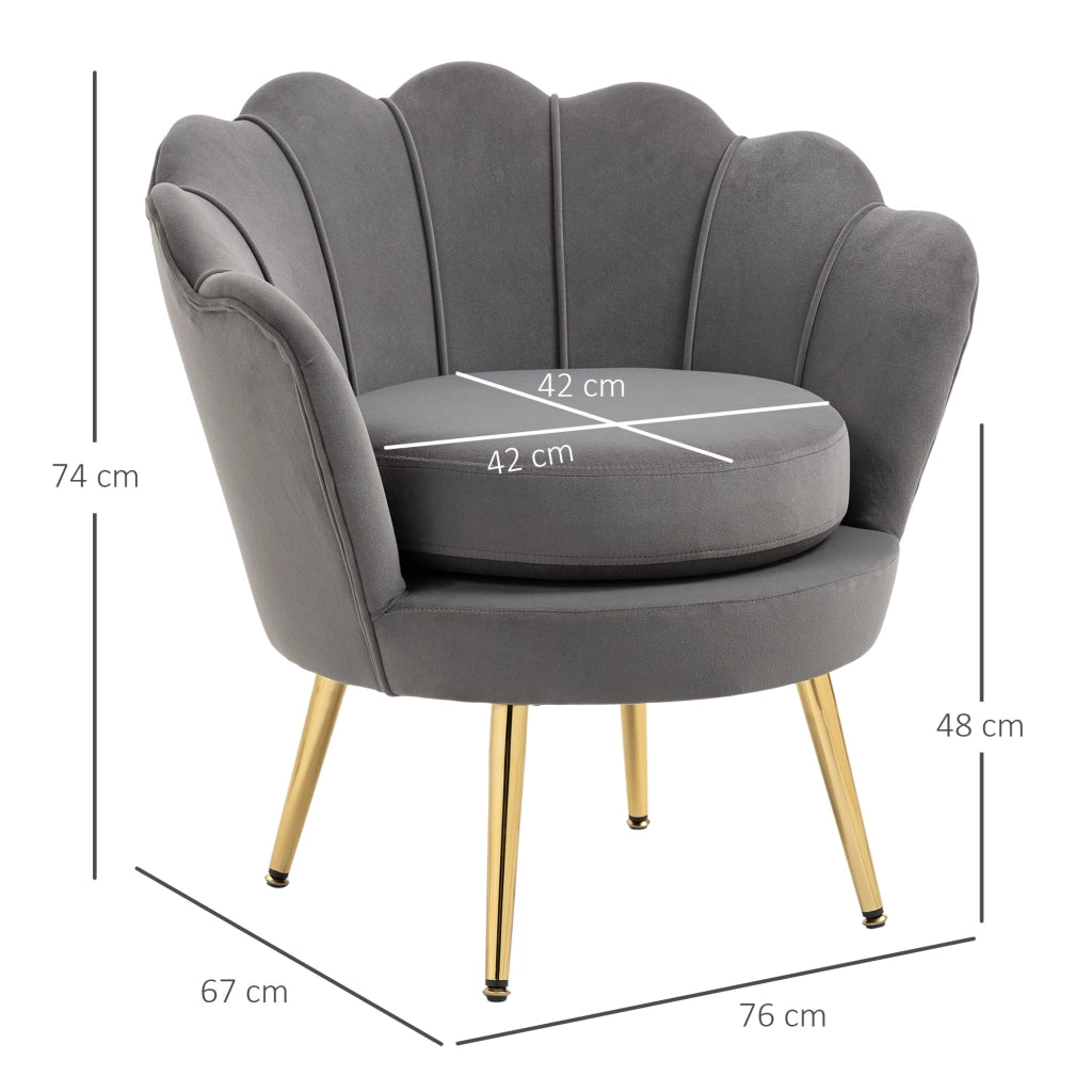 EasyComfort Poltrona a Conchiglia, Poltroncina Vintage, Poltroncina da Camera e Salotto, Design Elegante, con Schienale Alto, 76x67x74cm, Grigio