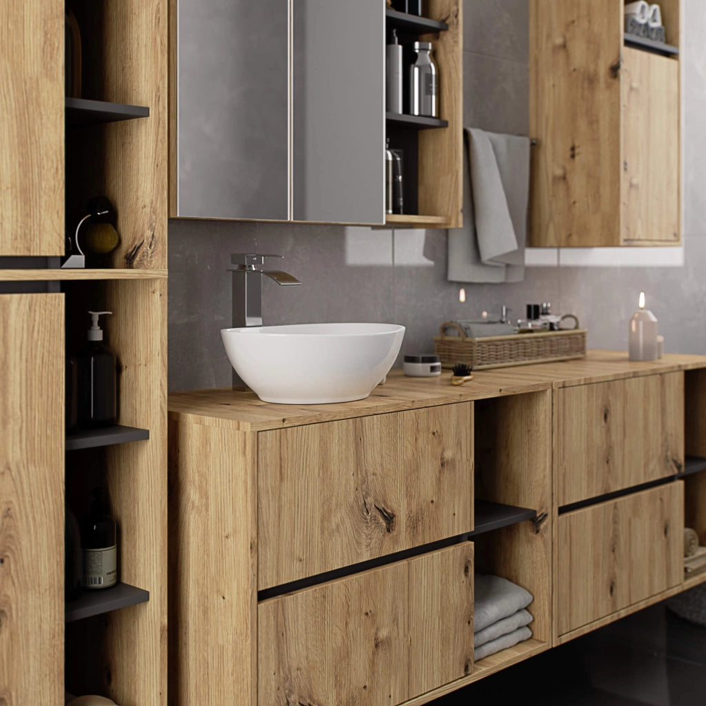 Colonna bagno sospesa VAMI Rovere Artisan, Grigio Grafite 50 cm 2 ante 50x30x170 cm