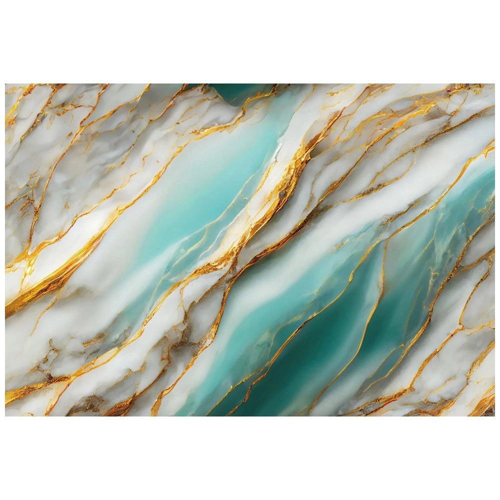 Trade Shop - Pannello Adesivo Effetto Marmo Venato Oro Turchese 120x300cm Pareti Paraschizzi -