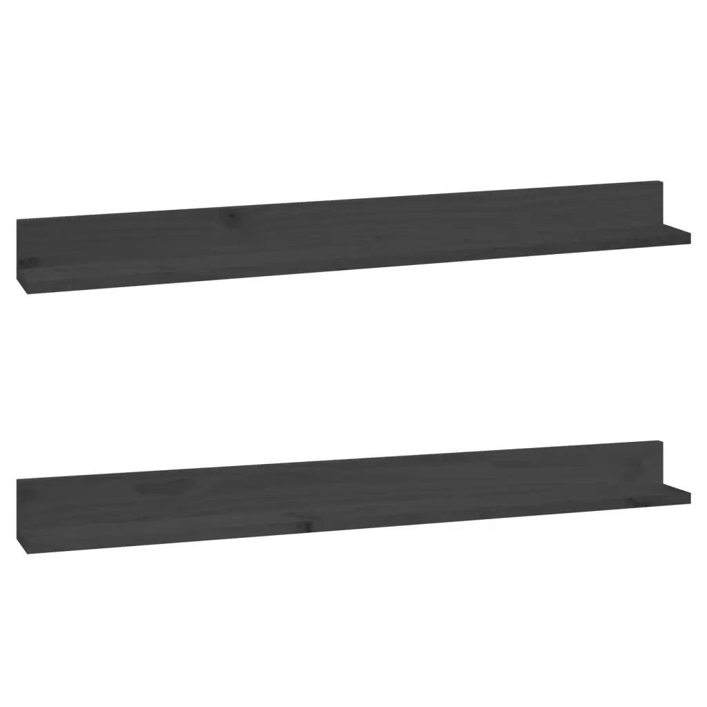 Mensole da Parete 2 pz Grigio 110x11x9cm Legno Massello di Pino 823611
