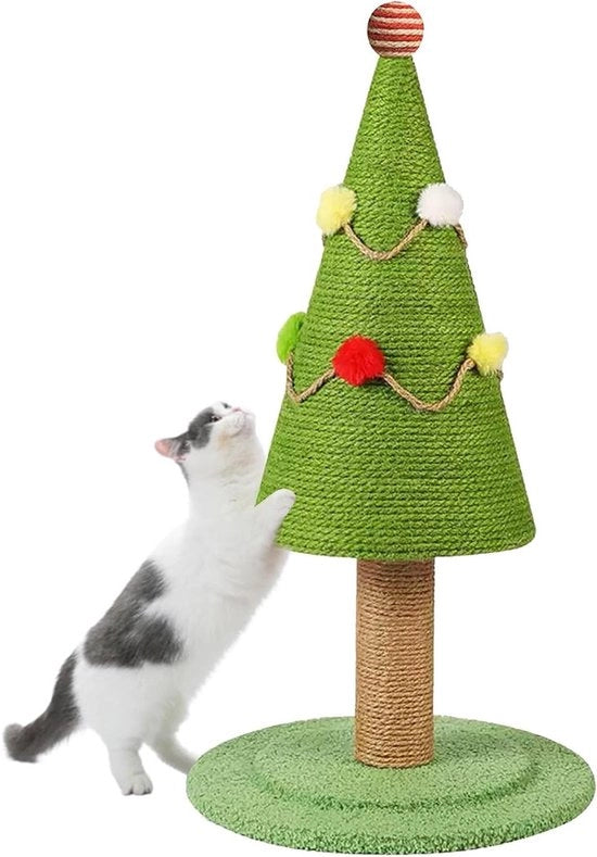 Krappaio Verticale in Forma di Albero di Natale - Verde - Giocattolo per Gatti - Giocattoli per Animali domestici per Natale