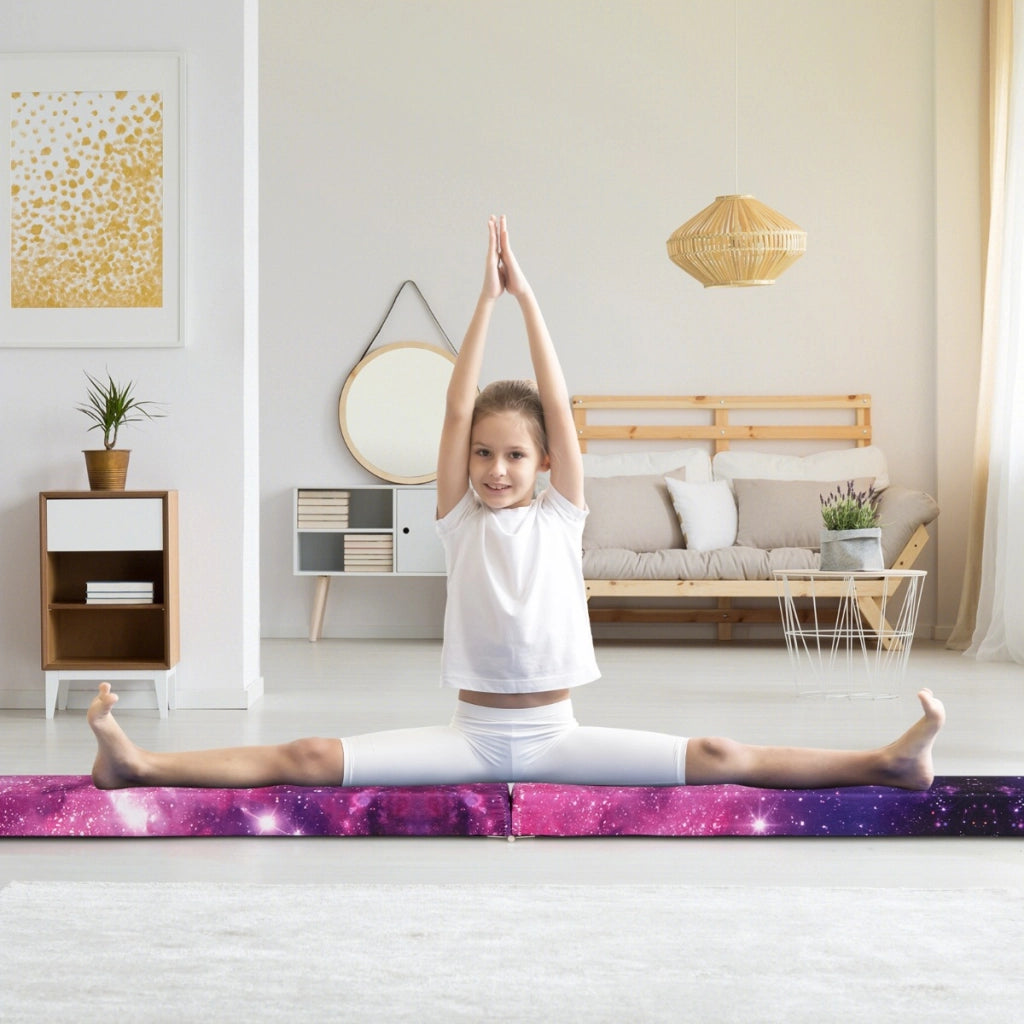 Trave da equilibrio pieghevole in schiuma per bambini adolescenti, Trave ginnastica a pavimento con maniglia Stella Magica