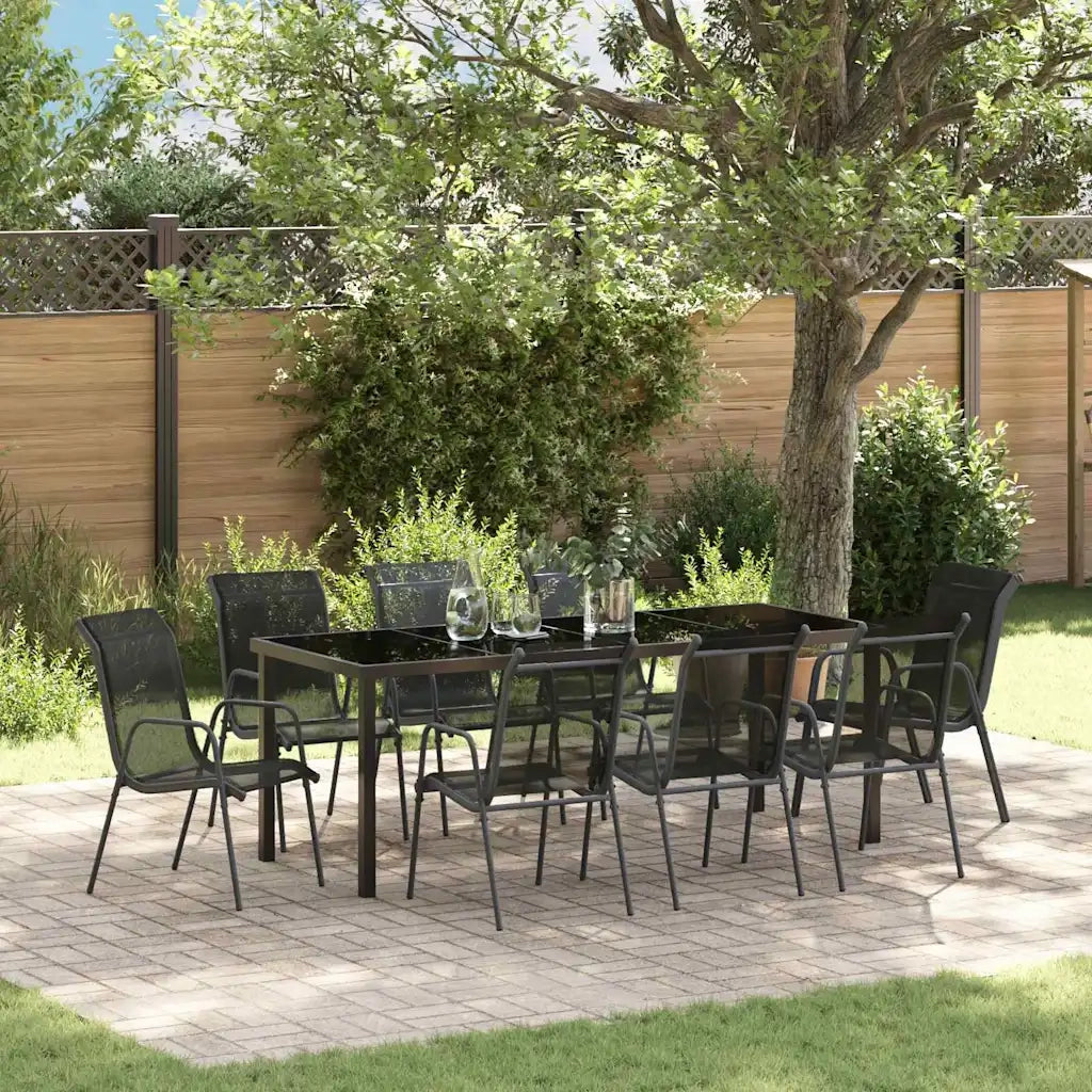 Set da Pranzo per Giardino 9 pcs Nero 3379141