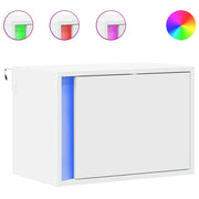 Set di 2 Comodini | Armadio da Notte | Mobiletto da notte a Parete con Luci LED Bianchi