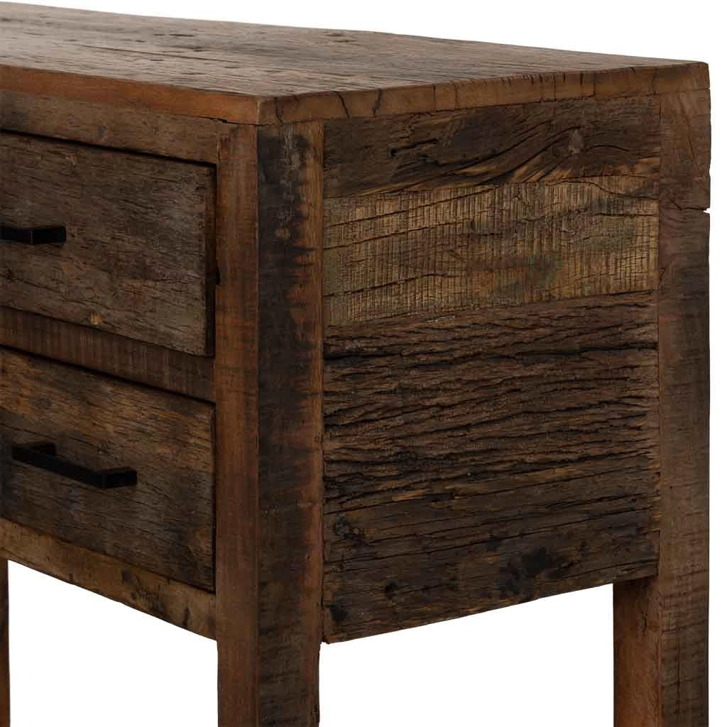 Mobile da ingresso in legno con 5 cassetti marrone, 110x40x85h cm