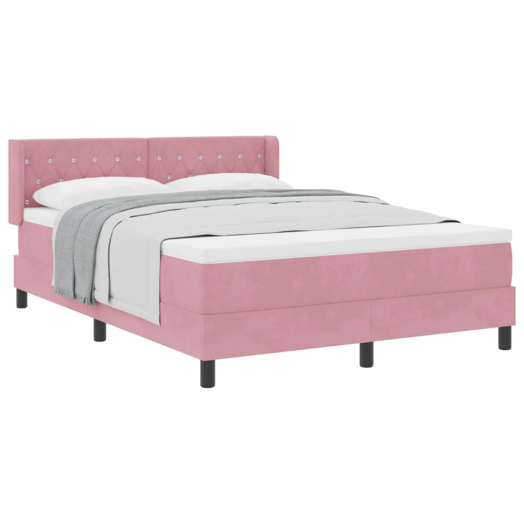 Letto a molle con materasso Rosa 200 x 140 cm Poliestere