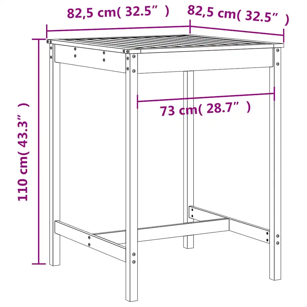 Set Bar da Giardino 3 pz Grigio in Legno Massello di Pino 3157795