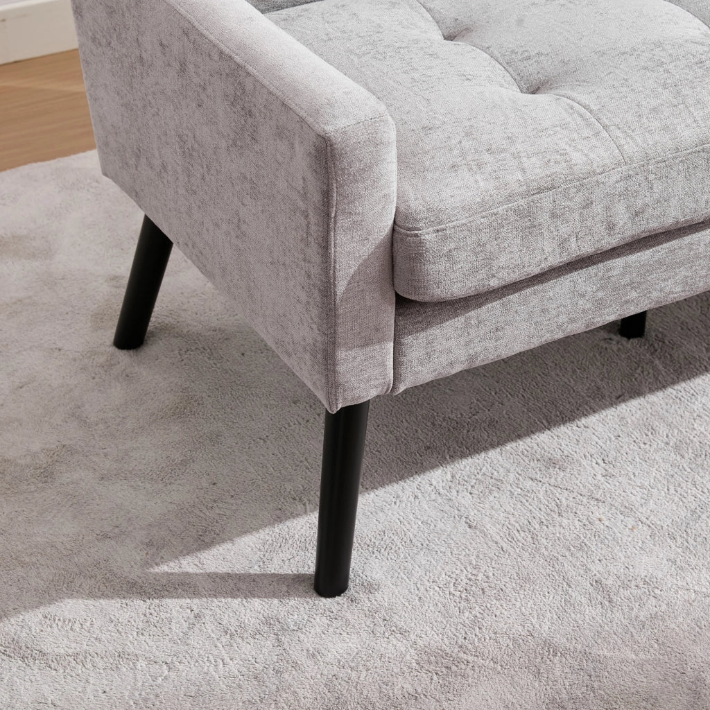 Poltrona Panca 2 Posti in Tessuto Lino ¨C MINIMAL ¨C Gambe in Legno Massello, Seduta Imbottita