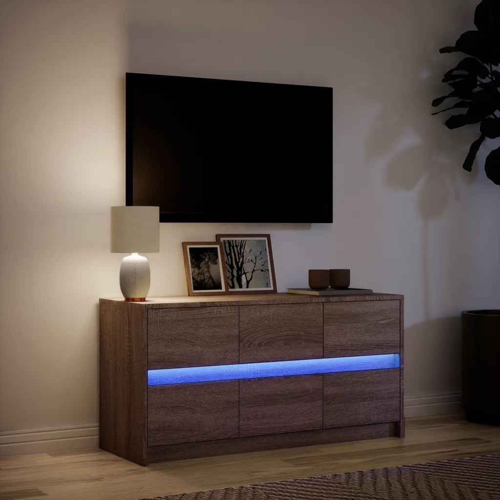 Mobile Porta TV con LED Rovere Marrone 100x34x50 cm Truciolato 852221