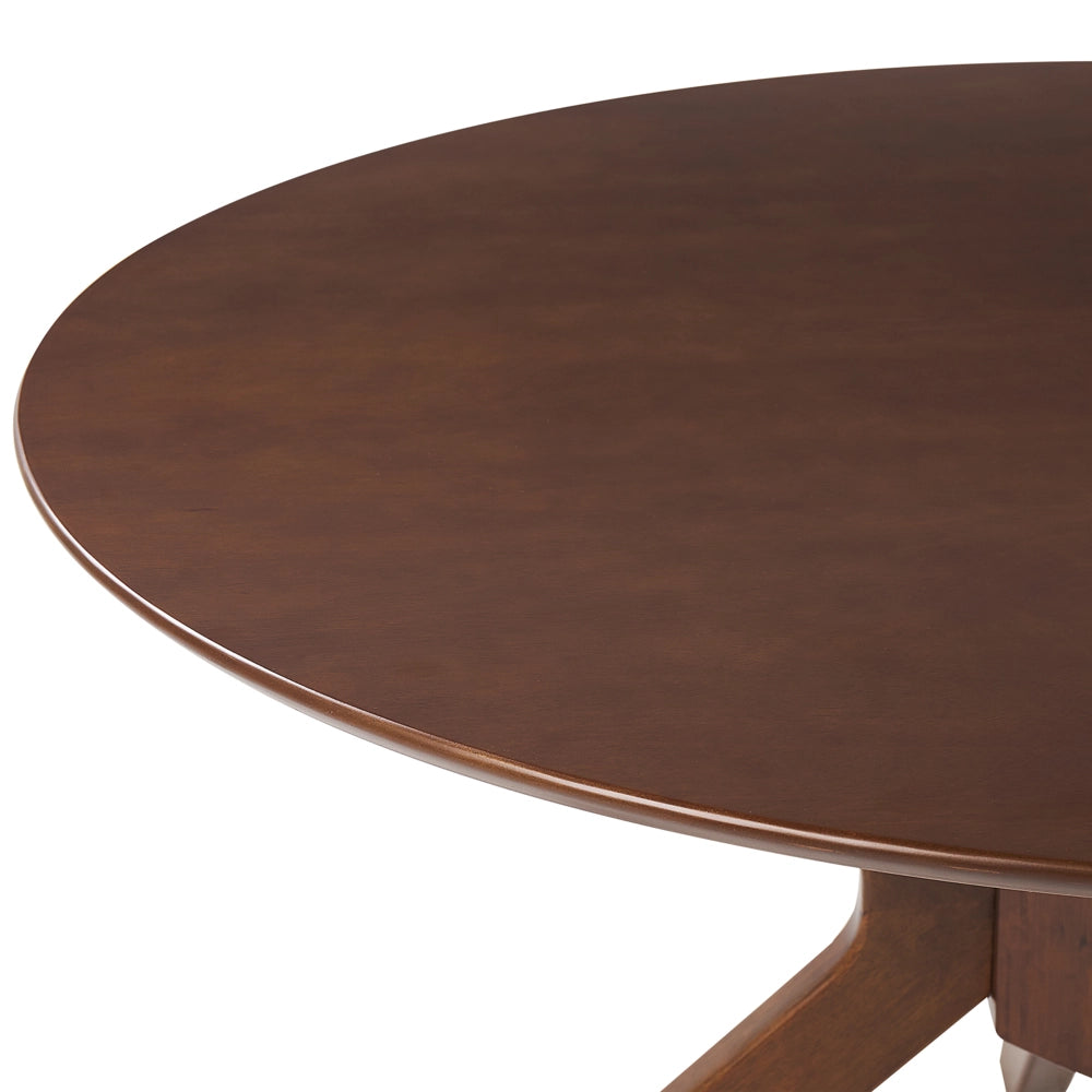 Tavolo da pranzo mogano scuro MDF rubberwood ø 120 cm rotondo di ispirazione retrò design soggiorno sala da pranzo