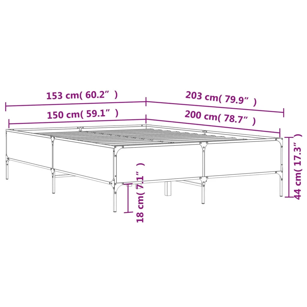 Giroletto-Struttura Letto Rovere Sonoma 150x200 cm in Legno Multistrato Metallo 830376