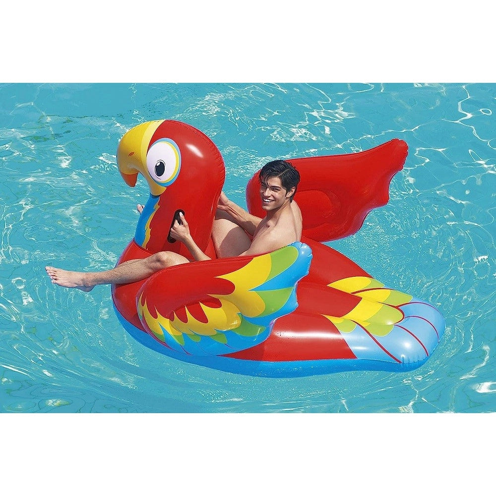 Trade Shop - Cavalcabile Gonfiabile Pappagallo 203x132 Cm Bambini Mare Animale Piscina 41127 -