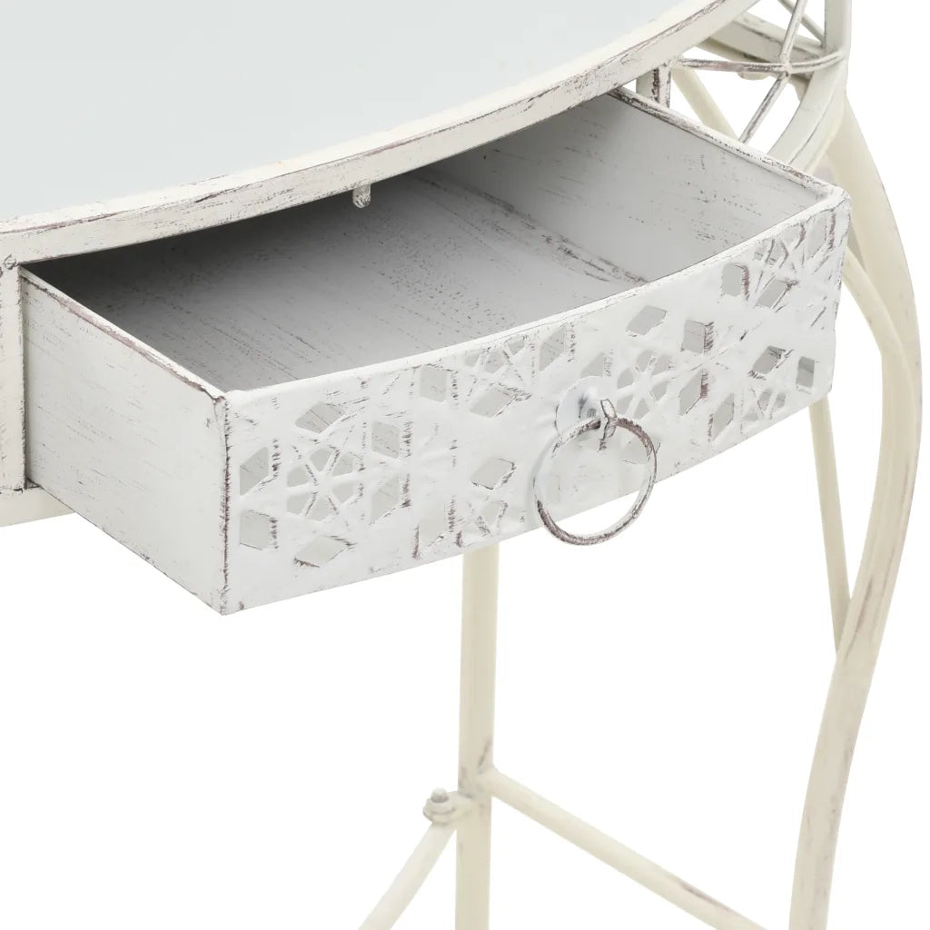 Tavolino Laterale in Stile Francese in Metallo 82x39x76 Bianco 245935