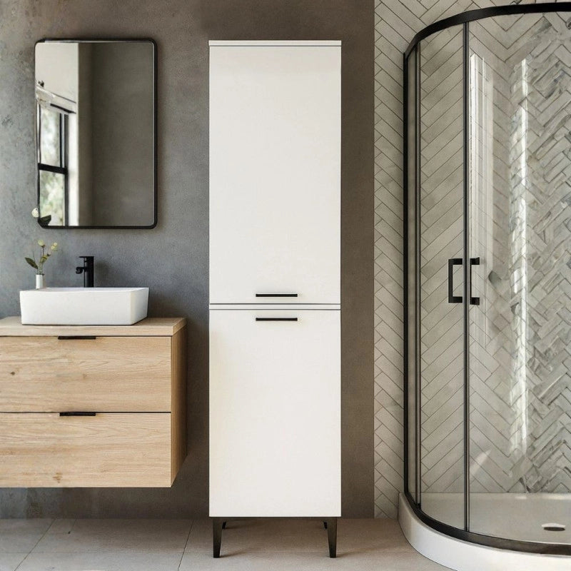 Mobile multiuso Singa con cesto porta biancheria colore bianco