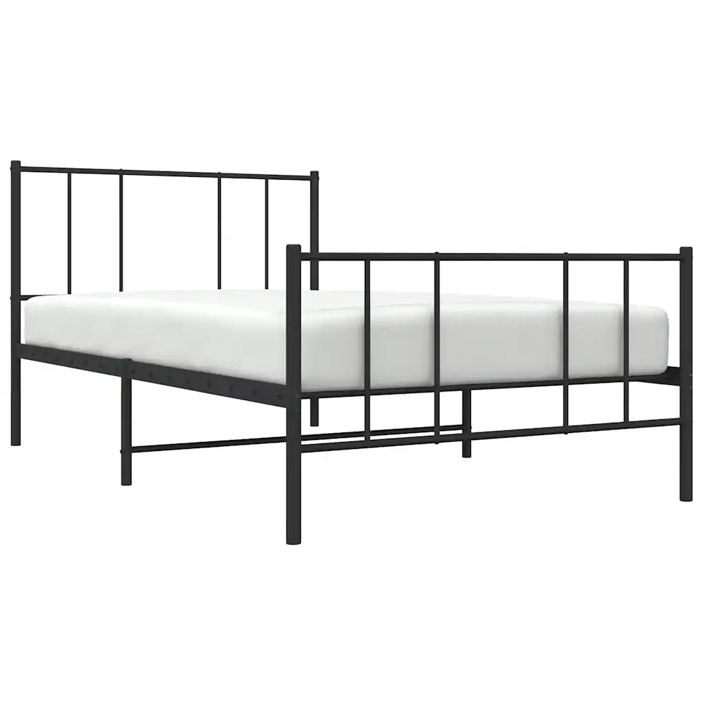 Giroletto con Testiera e Pediera-Struttura Letto Metallo Nero 90x190 cm 255004