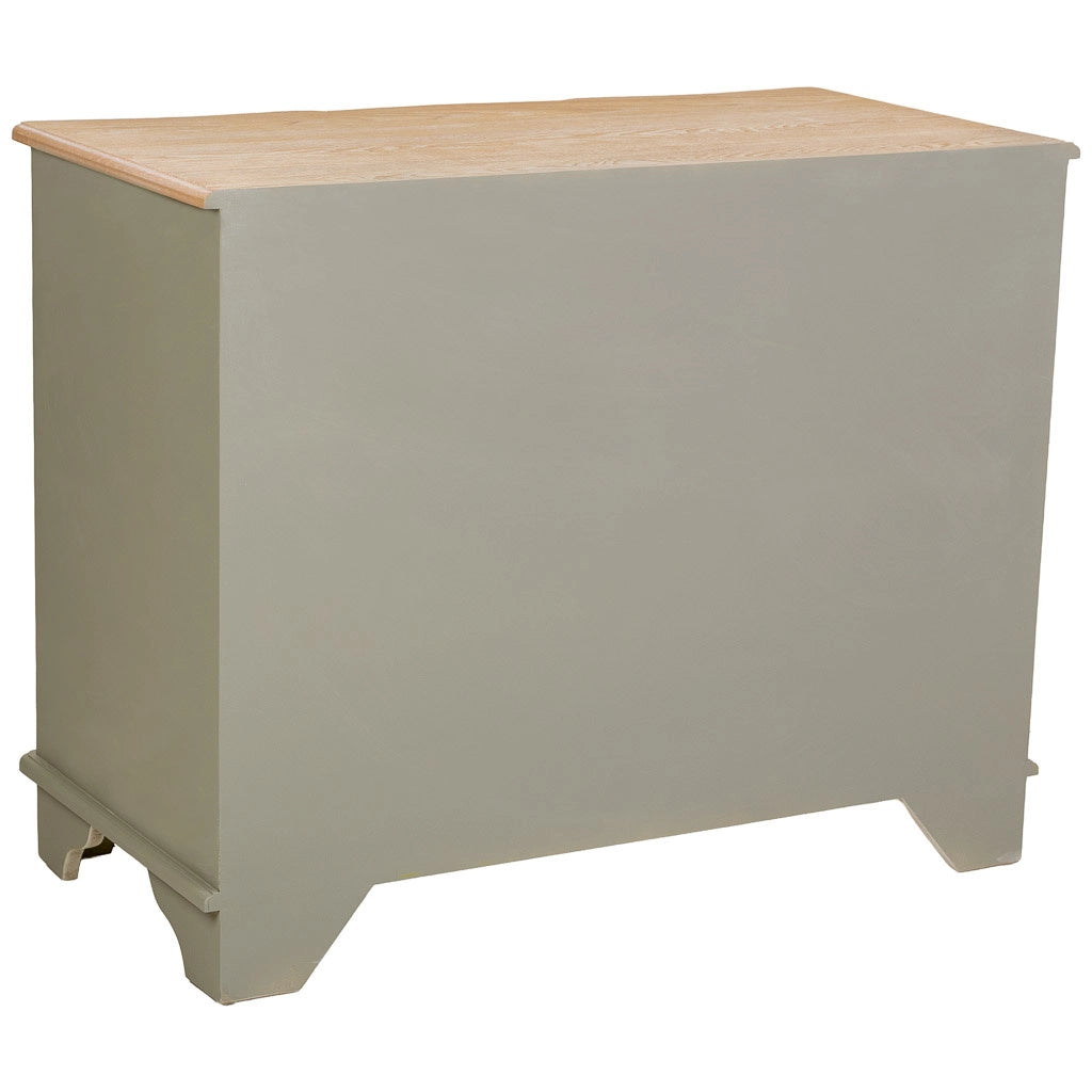 Cassettiera antica in legno laccato verde, 3 cassetti 100x50x80