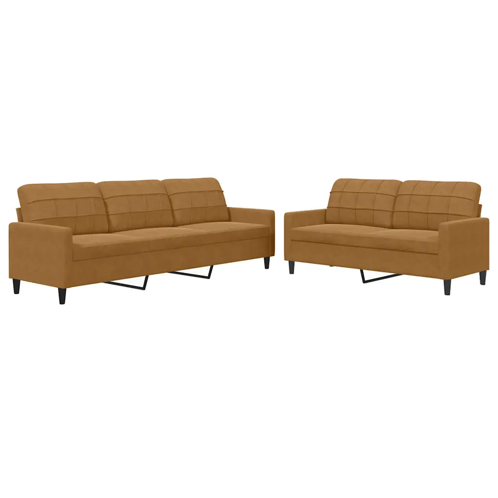 Set di Divani 2 pz con Cuscini Marrone in Velluto 3278478
