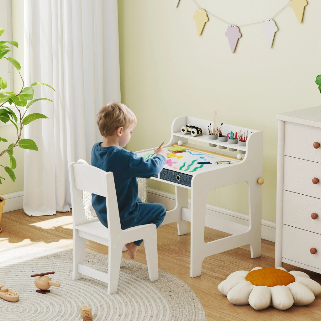 Scrivania bambini con sedia e cassetti ¨C zephmum ¨C 62.8x55.6x73.8 cm