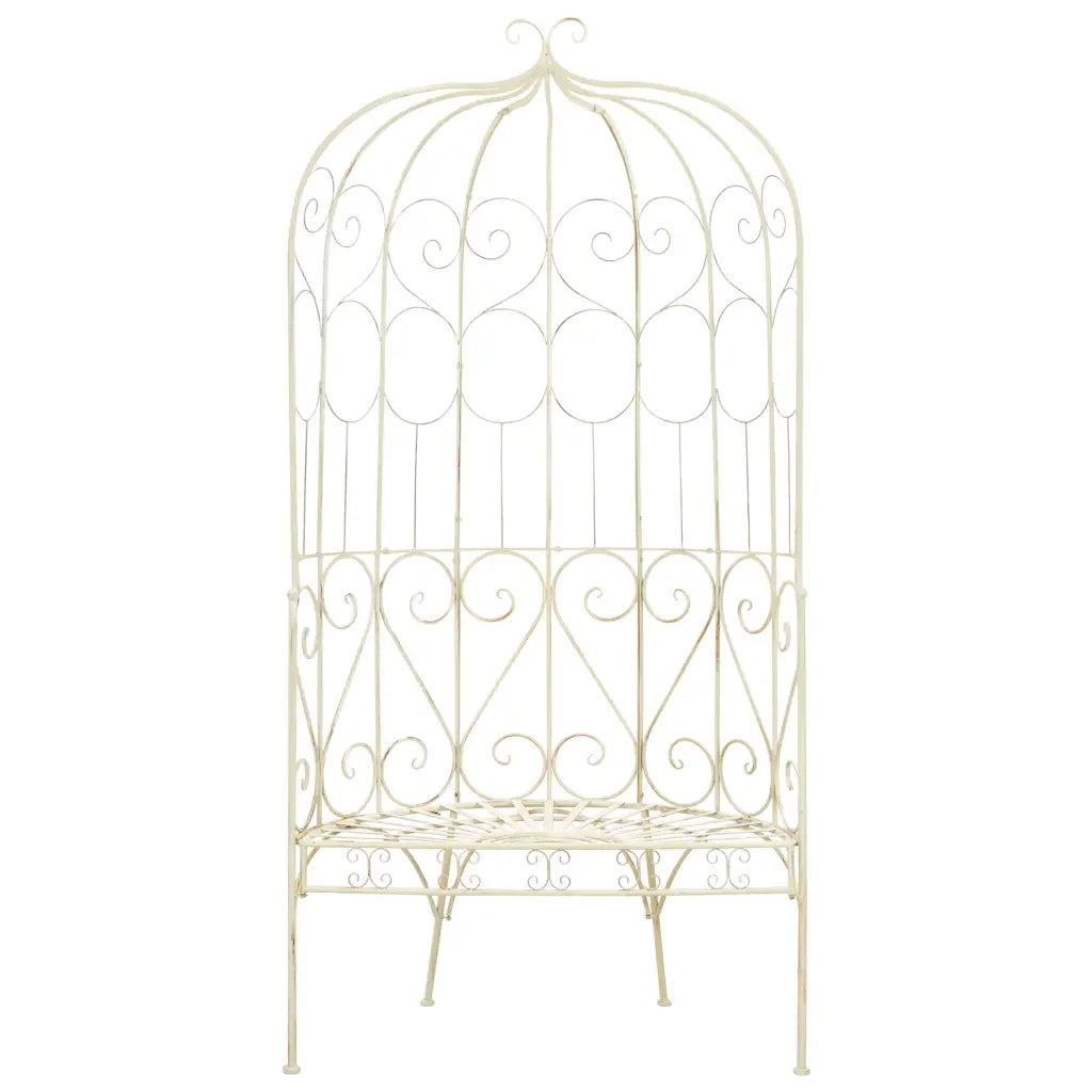 Panchina da Giardino | Panca da Giardino 95 cm in Ferro Bianco Anticato